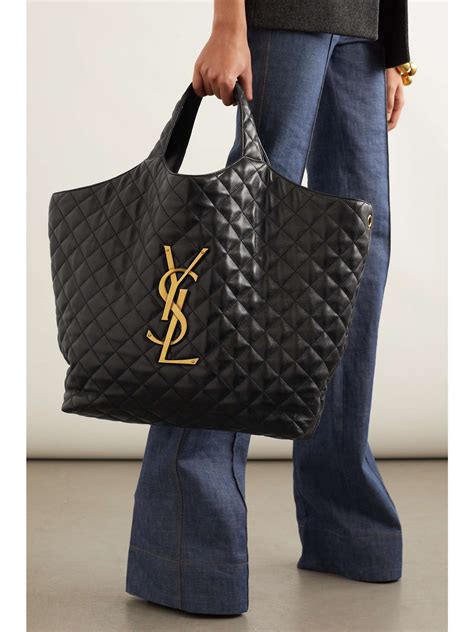 ysl canvas leather bag|ysl quilted tote bag.